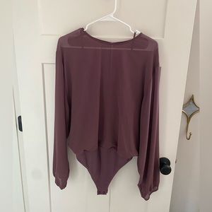 Sheer blouse bodysuit in purple. Size large bought from Express.